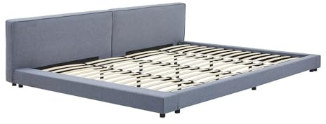 Home Deluxe Bett mit Ablage GALAXIS - Grau 270 x 200 cm - inkl. Matratze & Lattenrost | bodentiefes Designbett, Familienbett, Polsterbett, Futonbett