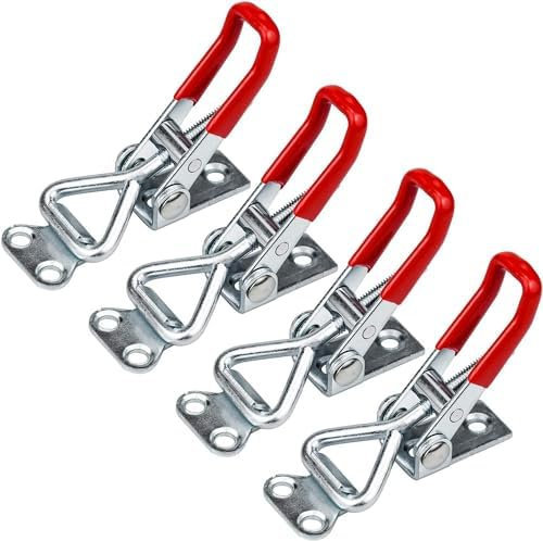 FengZeYing 4 Pcs Adjustable Toggle Clamp, Metal Toggle Latch Non-Slip Quick Release Latch Clamps 100kg/220lbs for Cabinet Boxes