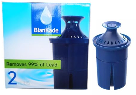 Elite Lot de 2 filtres à eau (dure 6 mois) pour filtre à eau et distributeurs Brita et plus encore, longue durée de vie, réduit le chlore (goût et odeur) et le plomb, sans BPA (bleu)