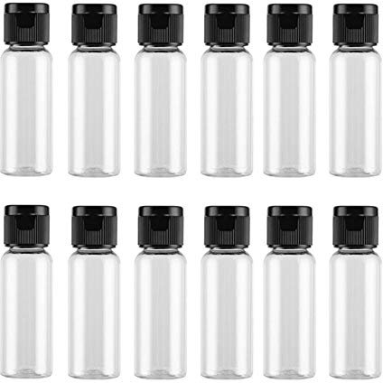 VASANA Lot de 12 flacons vides en plastique de 20 ml avec bouchon à rabat, pour échantillons de maquillage, échantillons de voyage, pour émollient, gel douche, émulsion, lotion pour les mains