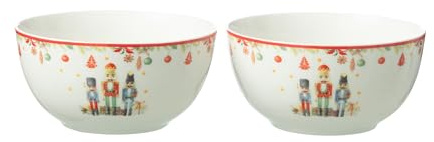 J-Line Bol Casse-Noisette - céramique - Blanc - boîte Cadeau de 2