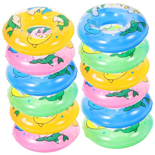 Alasum 20pcs Miniature Swim Rings Swimming Ring Ornaments Decor for Doll House Photo Props with Dolphin Design for Pool Party and Photography