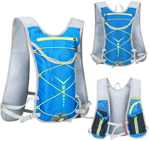 Running Backpacks, Lightweight Hydration Vest Daypack with Adjust Chest Straps Compatible with 3L Water Bladder, Breathable Reflective Insulation Pack for Women Men Hiking Cycling