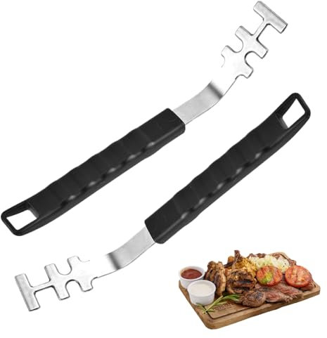 Pesoncarl Grill Grate Lifter 2Pcs 10.8x1.4in Stainless Steel Grill Grate Lifter Tool with PP Handle Anti-scald Tool for BBQ, Charbroil and More