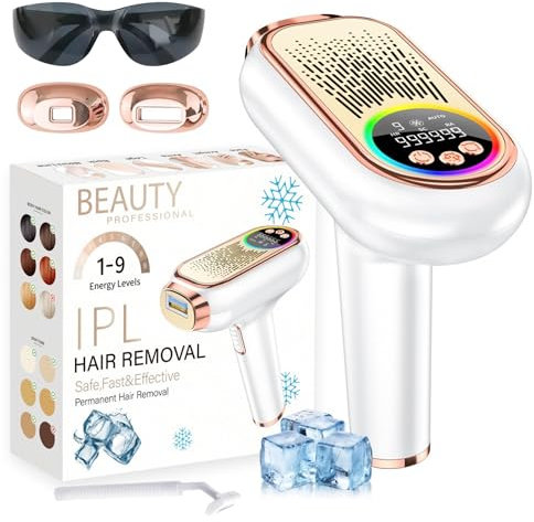 SMARTIA - depiladora láser modelo 2025, Función de enfriamiento por zafiro, máquina de depilación láser para mujer y hombre, 9 niveles potencia, Depiladora IPL de luz pulsada con Modo manual y auto