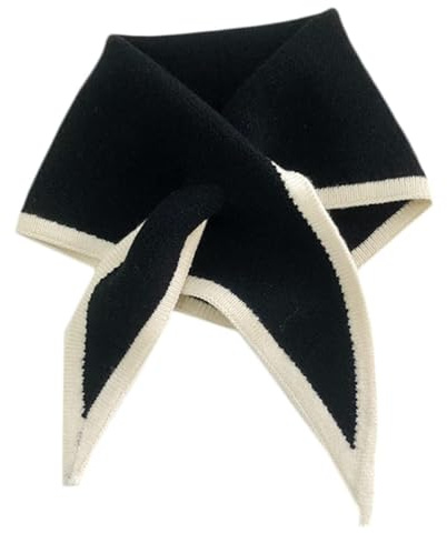 Enwye Écharpe triangulaire pour femme - Version coréenne, col croisé en laine tricotée, noire