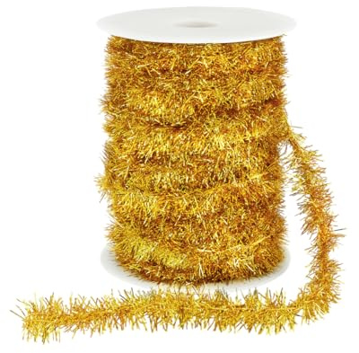 PH Pandahall Weihnachts Lametta Pailletten Girlande 50 m 20mm Glitzernd Metallisch Gedreht Lametta Girlande Für Weihnachtsbaum Party Hochzeit Geschenkverpackung Dekorationen Gold