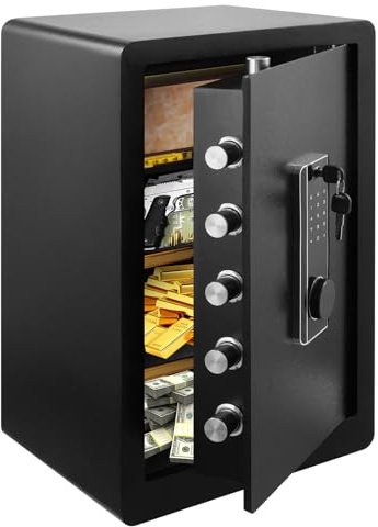 Dibaful Coffre-fort 73L ignifuge étanche avec serrure à combinaison et clé numérique | Coffre-fort anti-feu anti-vol coffre-fort mural pour la maison, document et bijoux