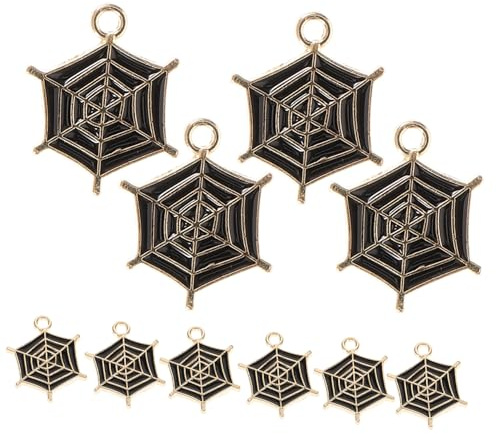 NOLITOY 10 Stück Teiliges Schwarzes Spinnennetz anhänger Metall DIY Schmuckzubehör mit Kreative Spacer Charms für Halsketten und Armbänder zum Basteln und Verschenken