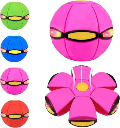 FCXVXCL Platillo volador mágico 2 en 1, pelota hinchable para familia y mascotas, juguetes interactivos, juego de interacción de doble forma, intercambiable libremente con 6 luces para uso en