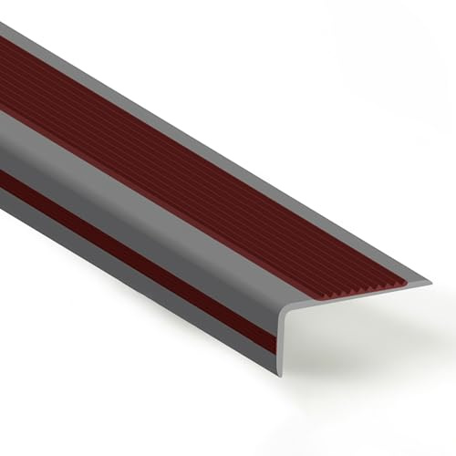 Nez De Marche Antidérapeant, Forme en L Profilé De Protection d'angle, Profilé De Marches D'escalier Intégral, Pour Les Bords D'escalier Extérieurs Ou Intérieurs(Coffee gray,5cm*2.5cm*1m)
