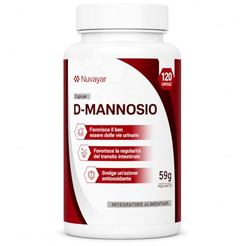 Nuvayar D Mannosio con Cranberry e Uva Ursina - Integratore Alimentare in Capsule per il Benessere delle Vie Urinarie - 120 Capsule