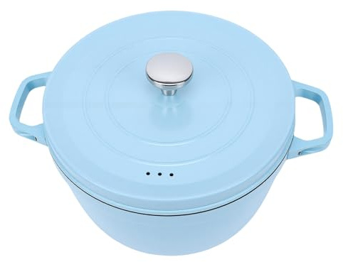 SIXRUN Olla de Horno Holandés de Hierro Fundido Esmaltado, Cacerola Redonda de 6 Cuartos con Tapa, Apta para Horno hasta 500 F, Retención de Calor para Estufa de Gas de Inducción, Cocción Lenta y