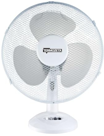 Generico Termo zeta Windzeta 40 TZWZ05 Ventilatore da Tavolo 40 cm con Oscillazione Automatica, 3 Velocità, 3 Pale, Motore 38W, Montaggio Facile, Bianco/Grigio