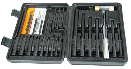 Wheeler Master Roll Pin Punch Set with Dual Sided Hammer, Roll Pin Punches and Starters, Storage Case for Gunsmithing, silver