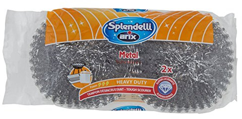 Arix – splendelli – Küchenspüle-Stahlwolle extra stark – 2 Stück – [Pack 25]