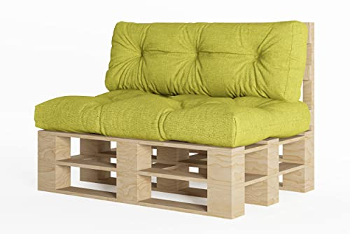 chilly pilley Cuscino Trapuntato Per Mobili In Pallet Riempito Con Fiocchi Di Schiuma Per Divano Per Schienale Per Sedile Laterale Set (Set Di 2 Verde)