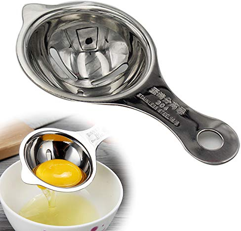 Egg Separator, Stainless Steel Egg White Separator and Egg Yolk Separator Egg Divider, Egg Strainer Spoon Filter Kitchen Baking Tools