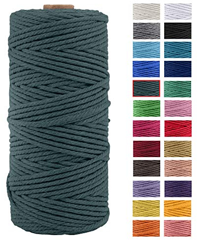 JeogYong Corda in macramé, in filato di cotone naturale spesso, corda in macramé a 4 pieghe, per appendere da parete, ganci, fai da te, decorazioni per la casa, confezione regalo 3 mm x 109 yards