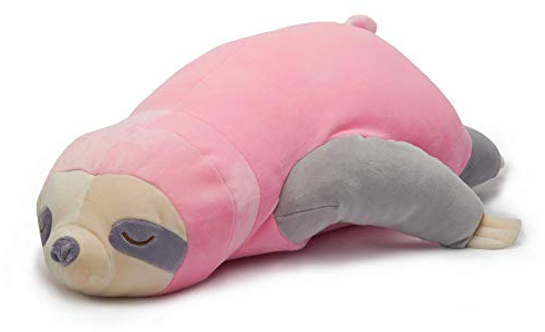 Nuffeldöns Faultier Kissen Kuscheltier Nackenkissen Stillkissen Schwangerschaftskissen für Kinder Stofftier sehr weich und flauschig (Rosa, 80)