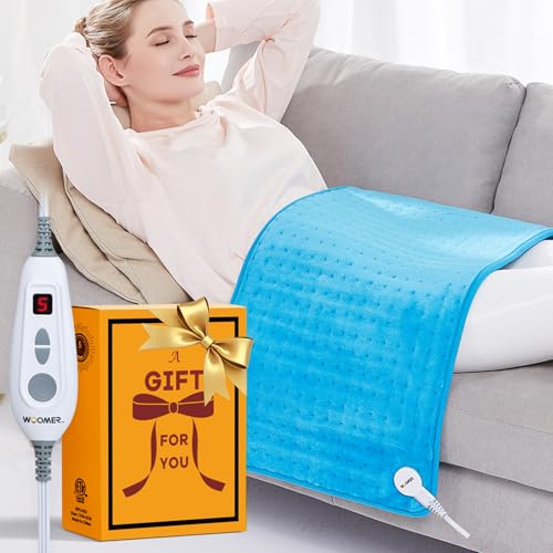 WOOMER Elektrisches Heizkissen zur Linderung von Rückenschmerzen und Krämpfen, 83,8 x 43,2 cm, extra groß, Heizkissen mit mehrfarbiger Option, Nasstherapie-Funktion, automatische Abschaltung innerhalb