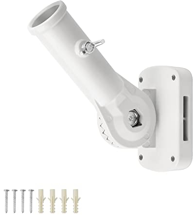 MYLERCT Regolabile Supporto Pennone, Bianco Colore Staffa Attacco per Asta Bandiera, con Tubo di Espansione, Viti, Regolabile a 180 Gradi Staffa per Bandiera in Lega, per Installazione Bandiera