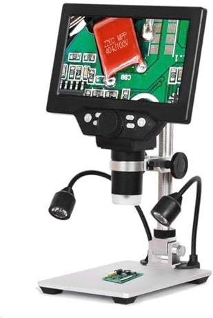 ZTBH Mikroskop-Zubehör-Kit 7-Zoll-großer Farbschildbasis, G1200-Digitalmikroskop, mit Ständer und Zwei Fülllichtern Mikroskopische Objektträger (Color : Built-in Battery)