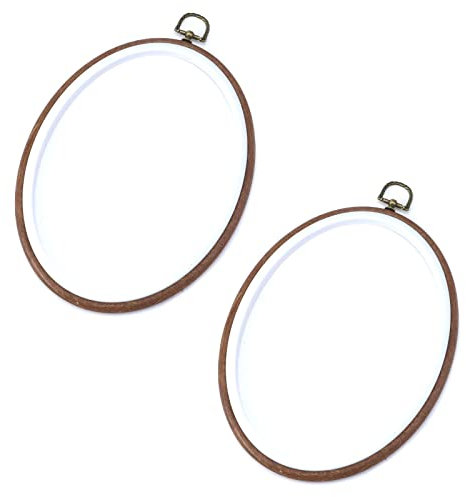 Dnyta 2 Stück 17,8 x 23,9 cm antiker Stickrahmen ovaler Kreuzstichrahmen Ring für Heimdekoration, Geschenke, Stickerei-Display