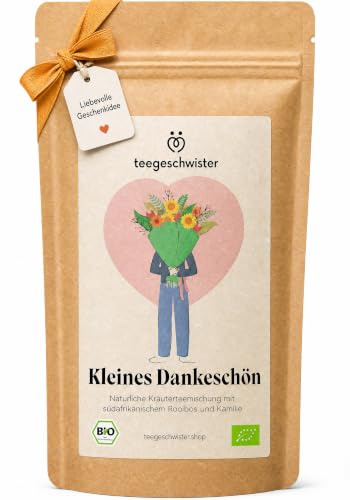 teegeschwister® | Kleines Dankeschön Bio-Tee | Hochwertiger Kräutertee mit Rooibos, Kamille & Pfefferminze | Perfektes Danke-Geschenk | naturbelassen | 80g