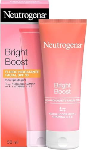 Neutrogena Bright Boost Feuchtigkeitsspendendes Gesichtsfluid LSF 30, Gesichtscreme SPF 30, Aufhellende Gesichtscreme mit regenerierendem Neoglucosamin, Anti-Flecken-Gesichtscreme für alle Hauttypen,