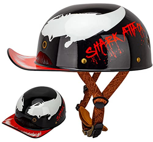 Motorradhelm Im Baseball-Stil, Herren, Damen, Erwachsene, Retro, Street Bike, Scooter, Moped, Halbhelm, Deutsche Mode, Offenes Gesicht, Motorrad, ATV, UTV-Helme, DOT/ECE-Geprüft,Bright venom,XL