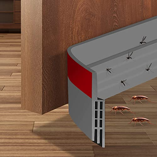 Flintronic Bas de Porte Adhésif, 100 x 5cm Boudin de Porte, TPE Caoutchouc Gris Bande d'étanchéité, Anti Bruit Poussière Stop à l'air Froid Anti Souris Fourmi Cafard Insectes