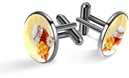Juego de gemelos para hombre, tarro de miel 01, juegos de gemelos para bodas y negocios, 20mm*20mm, Acero inoxidable, Cuarzo creado
