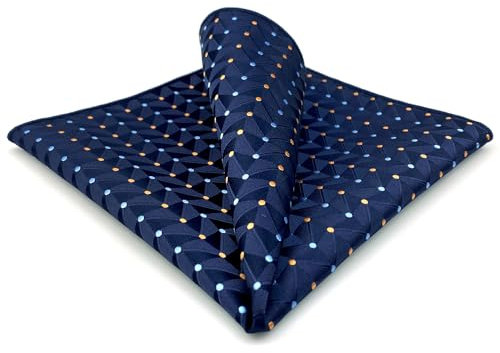 S&W SHLAX&WING Einstecktücher für Herren Marineblau mit orangefarbenen Punkten für Herrenanzüge 32cm