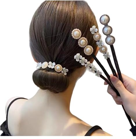 4 Stücke Blume Perle Haarknoten macher Twist Stirnband Donut-Brötchen-Maker Lazy Frisur Zubehör für Frauen Mädchen