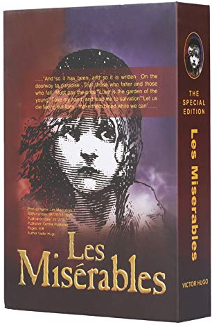 Real Pages Book Safe with 2 Keys, 22 x 15 x 4.5 cm Les Miserables Book Hidden Diversion Safe Lock Box Metal Key Lock Storage Box for Cash Jewelry