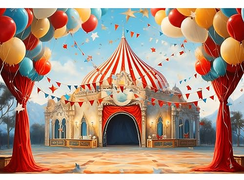 Renaiss 3x2m Cirque Carnaval Toile de Fond Carnaval Grand Chapiteau Tente Photographie Fond Enfants Fête d'anniversaire Dessert Table Décor Carnaval Fête Bannière Vinyle Photo Studio Accessoires