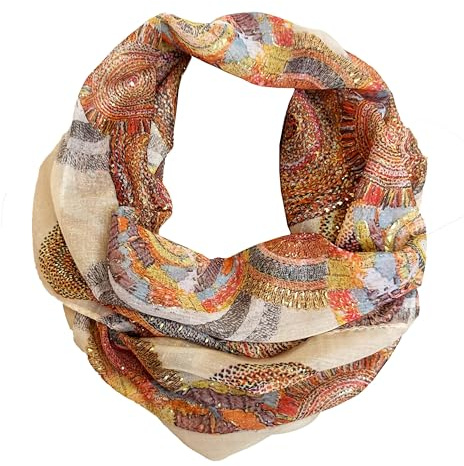 J26 Paisley Blume Rose Seide Glitzer Gold Sommer Frühling Loop Verlauf Regenbogen Rainbow Silk Uni Rundschal Schlauchschal Stola Schal leicht
