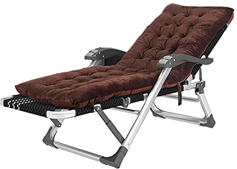 WADRBSW Liegestuhl, Outdoor-Strandliegestuhl mit Kissen, zusammenklappbares tragbares Camping, stabiles Bett für Bürobalkonruhe, Tragfähigkeit 200 kg to Pursue Happiness