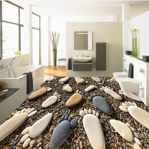 Benutzerdefinierte Bodenbelag 3D Foto Dekorative Malerei 3D Kleine Füße Kiesel Badezimmer Boden Malerei Wandbild 3D-Bodenbelag Tapeten,430cmX300cm