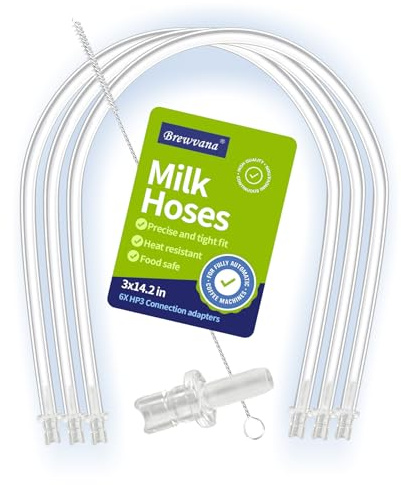 Mangueras de tubos de leche, 36 cm, juego de 5, boquillas de espuma compatibles con máquinas de café Jura, con 5 conectores de manguera de leche Jura HP3 (72249) equipados con cepillo de limpieza