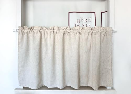 Daliena Fönstergardiner, ogenomskinlig, kort, fönstergardin, integritet, bistrogardin, linneutseende, gardiner, textur, köksgardiner, moderna gardiner, butik, enfärgad (B x H 150 x 45 cm