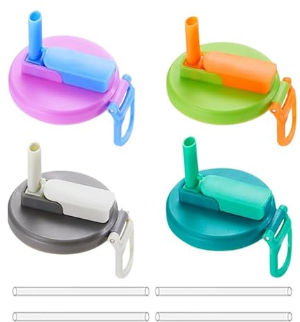 BSITSSS 4 Pcs Soda Can Lids with Straw, 4 Colors Straws Soda Can Covers, Reusable Can Covers for Drinks Cans, Drink Can Covers for Canned Beverage Beer Juice Seltzer