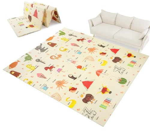 Trintion Foldable Baby Play Mat – Extra Large Waterproof Foam Crawling Mat, Soft & Portable Floor Playmat for Infants, Toddlers – Non-Toxic, High Elasticity, Easy to Clean (150 x 180 cm)