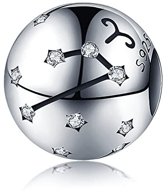 KUNVONIC Damen Charm Anhänger Sternzeichen für Armband 925 Sterling Silber 12 Sternbilder Charms Beads passend für Pandora Armband, Kompatibel mit Europäischen Halskette für Frauen Mädchen