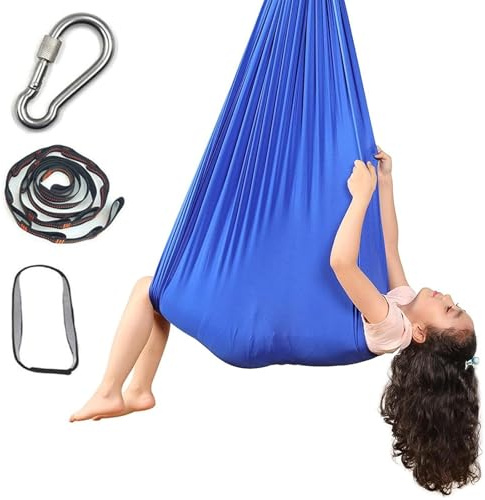 Balançoire sensorielle d'intérieur for Enfants - Jouets sensoriels - Livrée avec du matériel Robuste et Un Tissu en Nylon Doux for Un Effet apaisant(Blue)