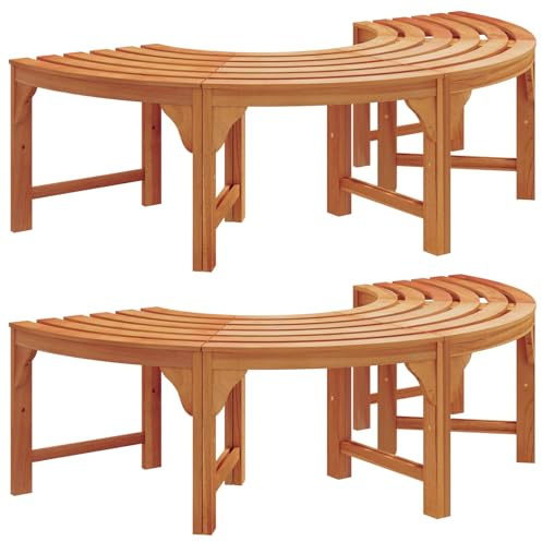 vidaXL Baumbank 8 -Seater 2 STK. 160 x 80 x 45cm Natur | Aus solidem Teakholz gefertigt, Traditionelle Halbmondform für einzigartige Sitzgelegenheiten,