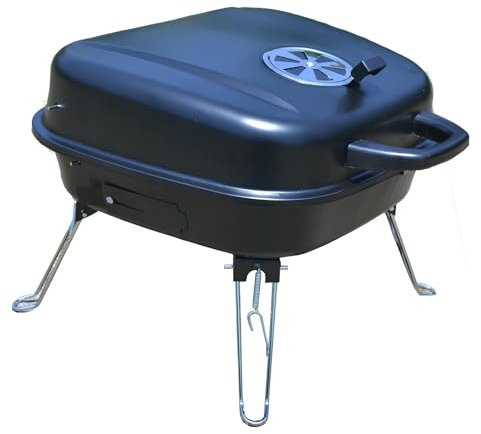 Barbacoa Portátil, Ahumador De Mesa para Exteriores, Pequeña Barbacoa De Carbón Vegetal para Cocinar Al Aire Libre, Camping, Fiestas, Ventilación, Patas Plegables, Color Negro