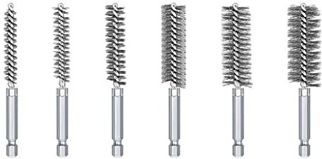 6 Pieces Multifunctional Pipe Cleaning Brush with Handle 1/4 Inch Shank for Electric Drill Drill Rust Proof Bottle Brushes for Cleaning
