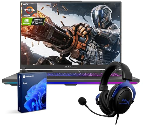 ASUS ROG Strix G18 RTX 5070 Pro Gaming Laptop, 18 ROG Nebula 2.5K 240Hz/3ms, AMD Ryzen 9 8940HX, NVIDIA RTX 5070 con ROG Boost, 32GB DDR5, 1TB SSD, RGB KB, ROG Cooling, Bundle con HyperX Headset